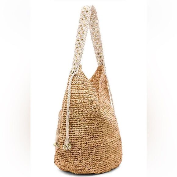 NWT Florabella Coachello Bag Natural raffia tan tote beach summer Revolve $194 - Picture 2 of 16